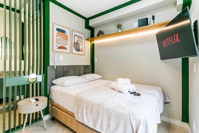 Studio Calmo c/ Vista Verde a 650m da Av. Paulista