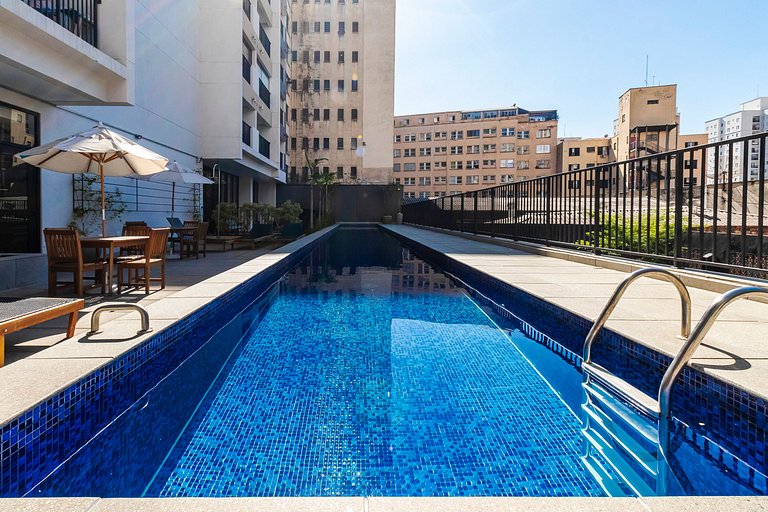 Studio Luxo e Vista Incrível + AC e Piscina