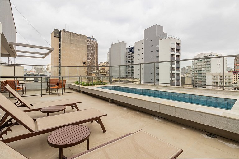 Apê Descolado na República - Rooftop e Piscina